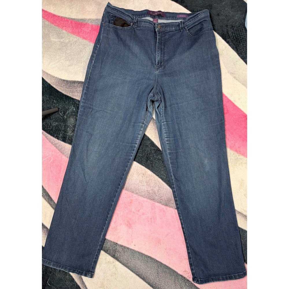 Gloria Vanderbilt Amanda High Rise Tapered Straight Leg Jeans Dark Wash Blue 18